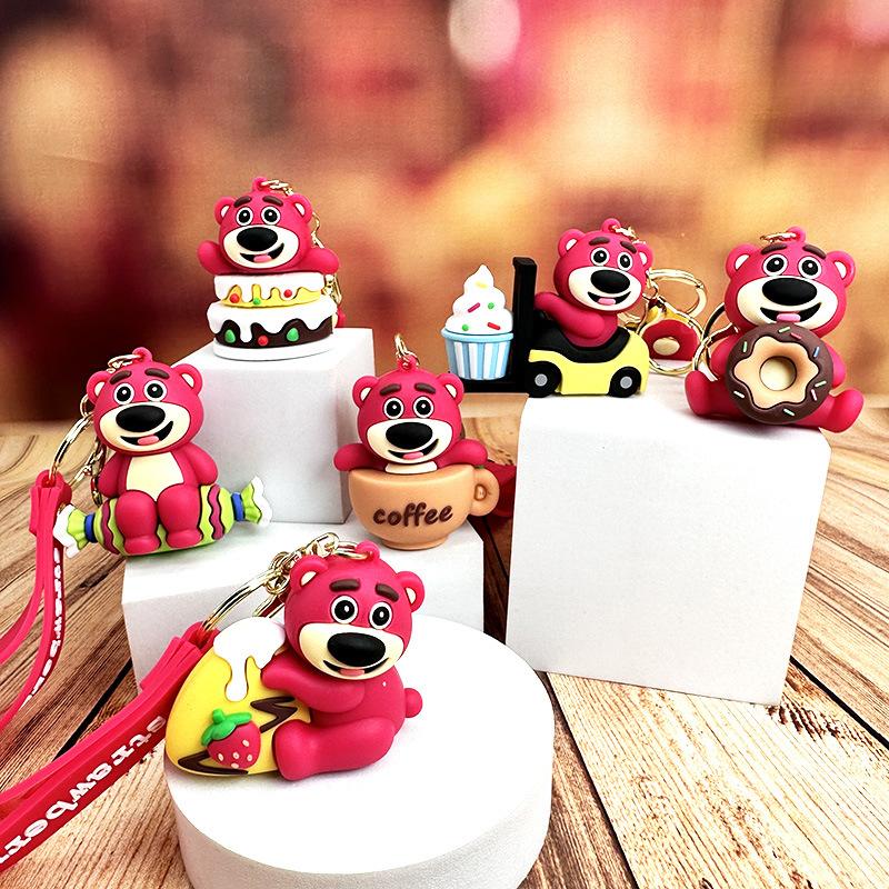 Strawberry Bear Creative Cartoon Keychain Doll Exquisite Female Couple Schoolbag Pendant Car Bag Pendant Keychain