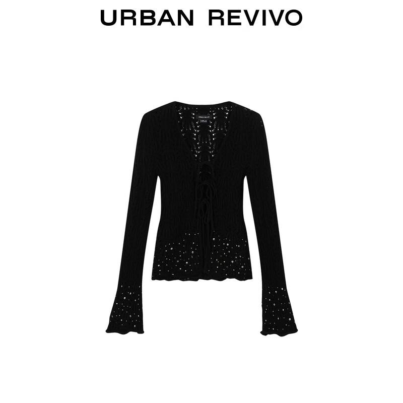 UR Women's Beaded Tie-Front Knit Cardigan