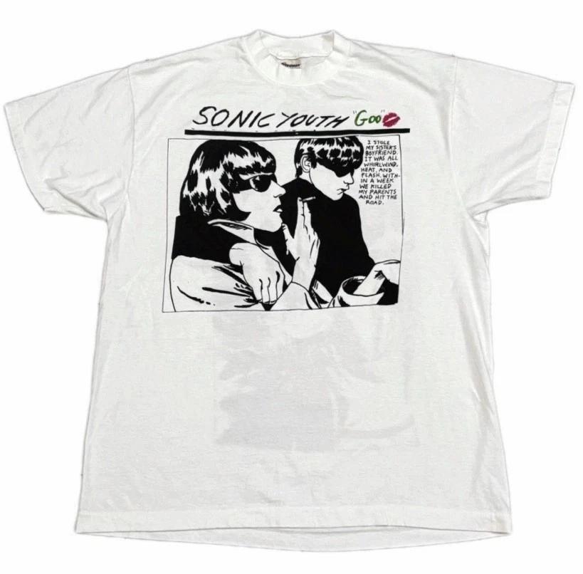 Vintage Sonic Youth Goo 90s Band Grunge Concert White T-Shirt REPRINT XL