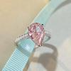 Nine Beauty Jewelry Teardrop Zircon Ring: S925 Sterling Silver, Pink High-Carbon Diamond, European & American Ice Flower Cut.