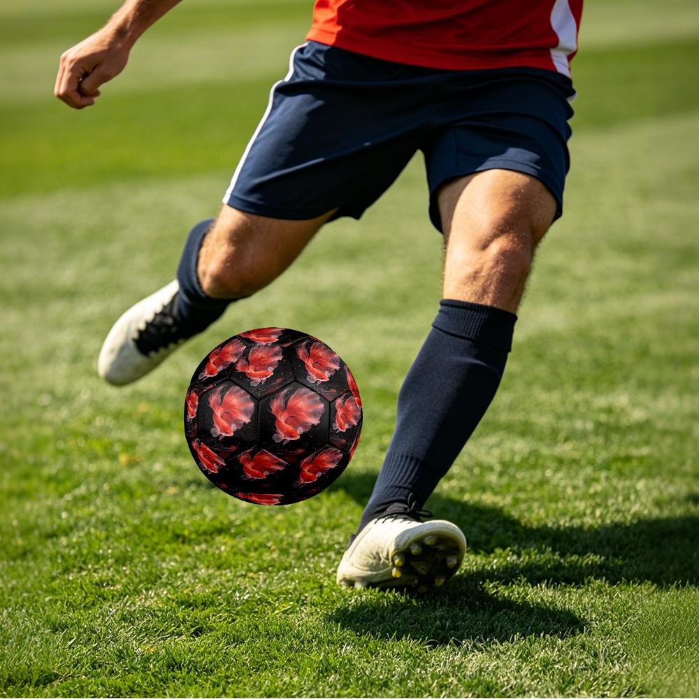 1pc Golden Fish Dance Theme Soccer Ball Football, Size 5, Lightweight PVC, Outdoor Training Soccer Ball,Gift c65149
