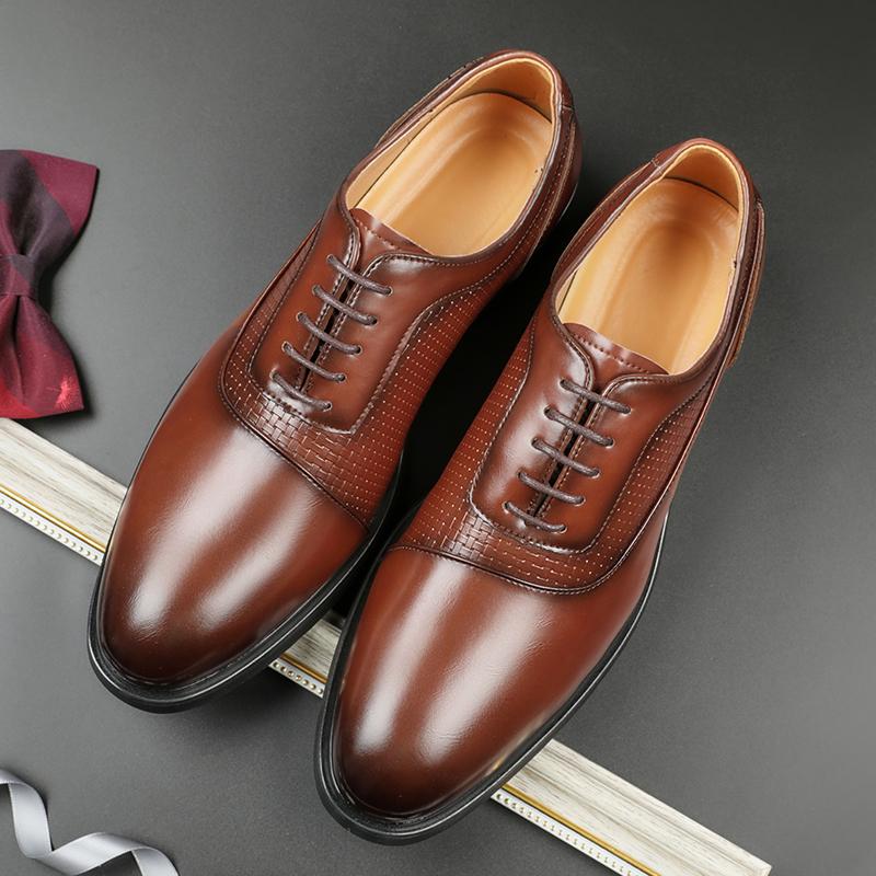 Fashion Brown Men Derby Shoes Lace-up Square Toe Men Dress Shoes Handmade Black Men Shoes  Zapatos De Hombre