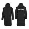Kelme Men's Lightweight Long Down Jacket, Hooded for Training and Warmth (Black, Size M)