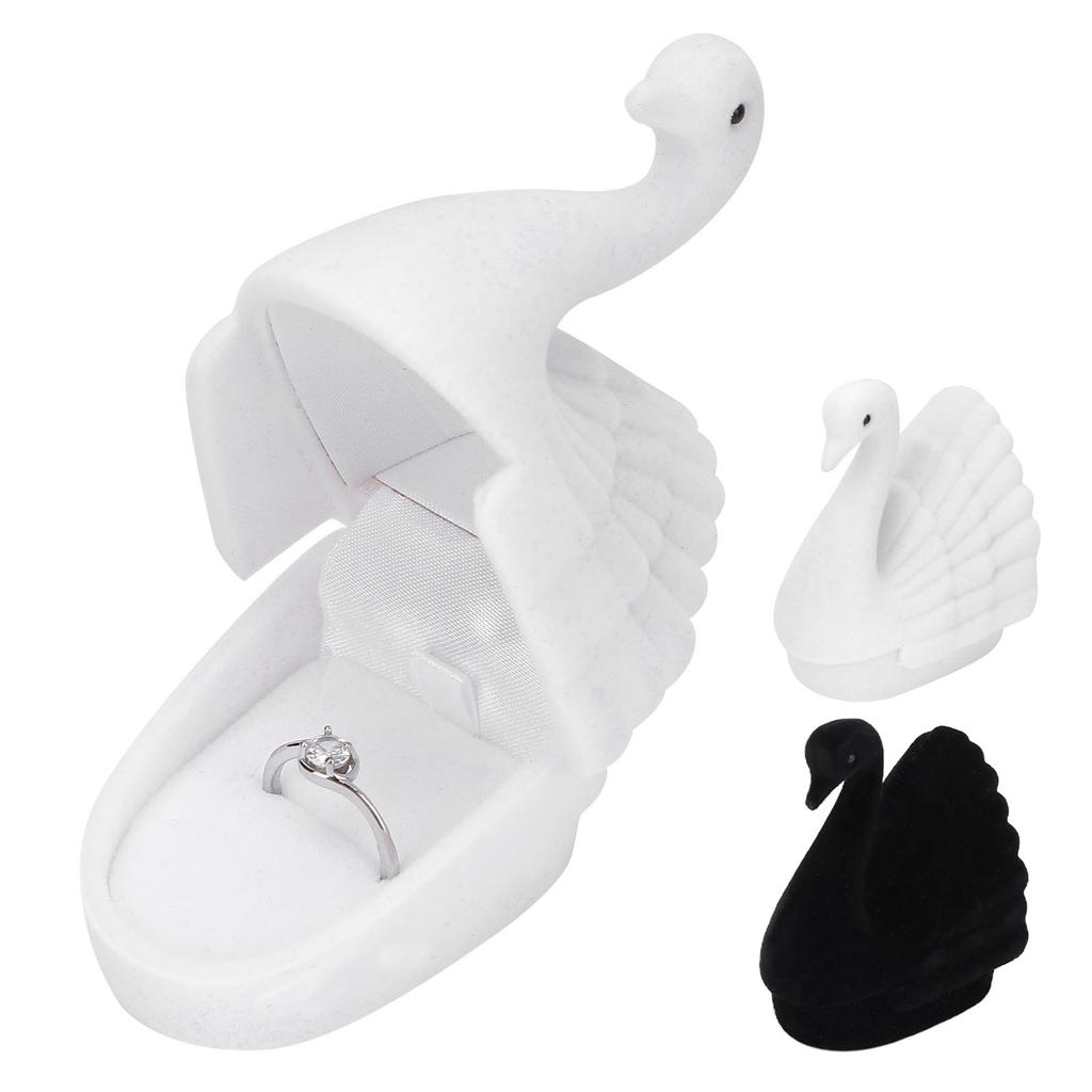 Jewelry Box Swan Shape Flocking Inside Retro Small Exquisite Unique Portable Earring Box for Christmas Birthday Gift Earring Box