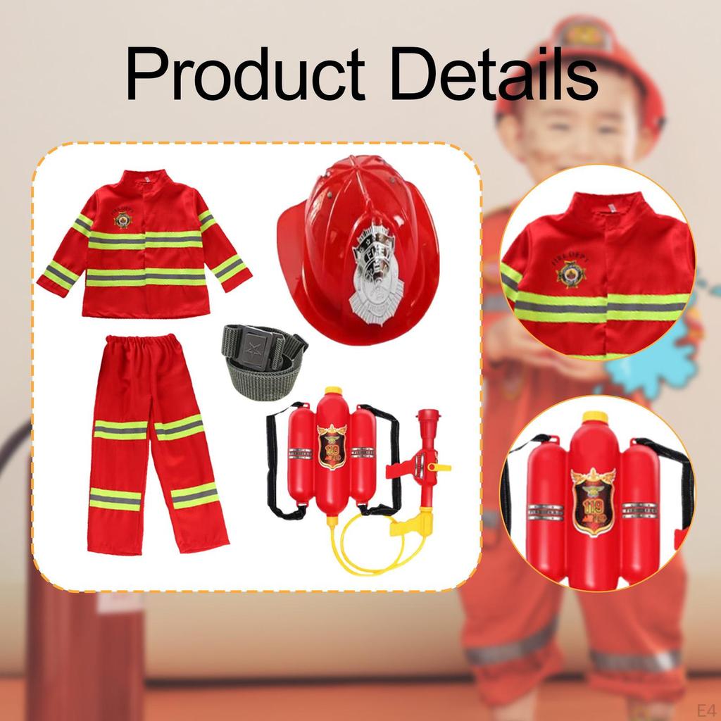 Kids Firefighter Costume Dress Up Clothes for Holiday Activities