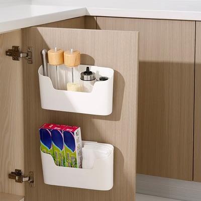 1 Piece Kitchen Wall-Mounted Storage Box Cabinet Door Organizer Multi-Functional Desktop Storage Box Without Punching Wall Organizer Intimates