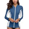 CHARMLEAKS Women Long Sleeve Zipper Rashguard Swimsuit Surfing Top Rash Guard Zipper UPF50+ Swimwear