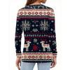 Women's Fashion Casual H Printed V-Neck Long Sleeve Decorative Button T-Shirt Tops