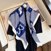 Spring and Autumn Japanese and Korean Sweet Black Square Scarf Decorative Print Geometric Pattern Women's Tattoo Scarf