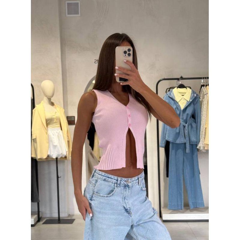 Western Style New Women Clothes Vest Summer Casual Wool Button Cardigan Sexy Vest Knitted Vest