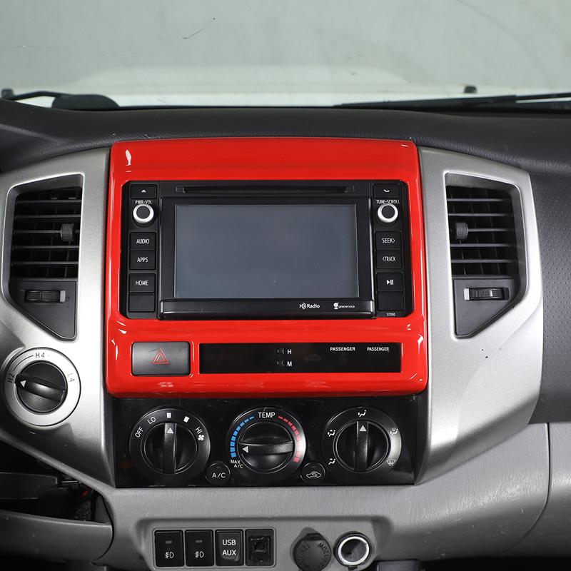 For Toyota Tacoma 2011-2015 ABS Carbon Fiber/Red Car Central Control Air Conditioning Vent Decorative Frame Car Accessories