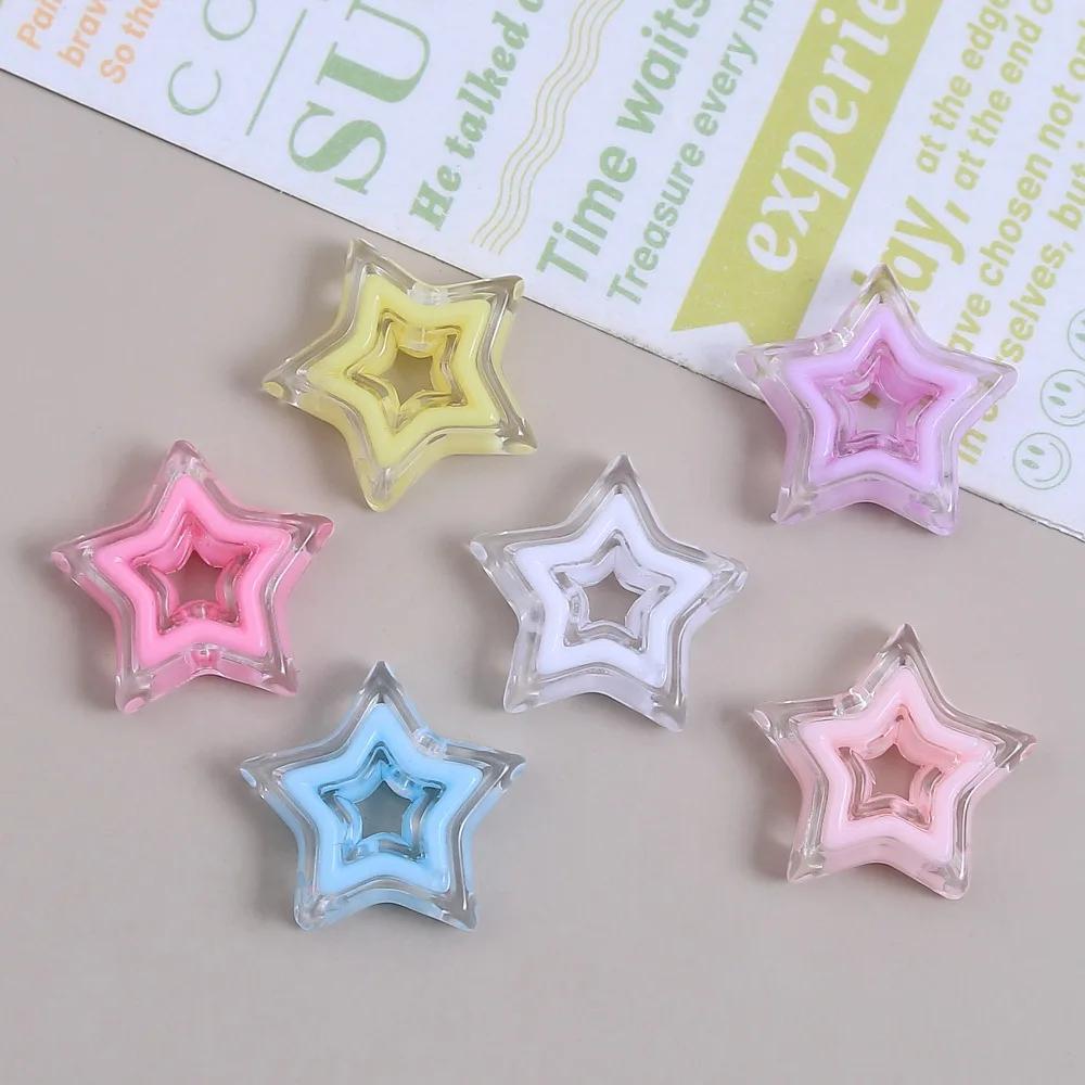 TX13 Pentagram Niche Girl Wind Sweet Design Filling Bead Bracelet Spacer Acrylic Hollow Star Necklace DIY Jewelry Accessorie