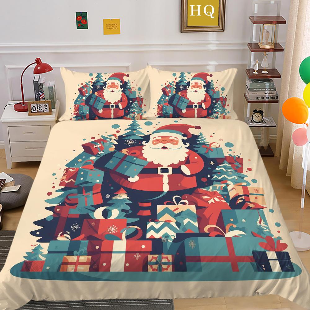 Świąteczne drukowanie 3D na pościel w pełnym rozmiarze zestaw poszewek na kołdrę z mikrofibry dla dzieci Highend narzuty