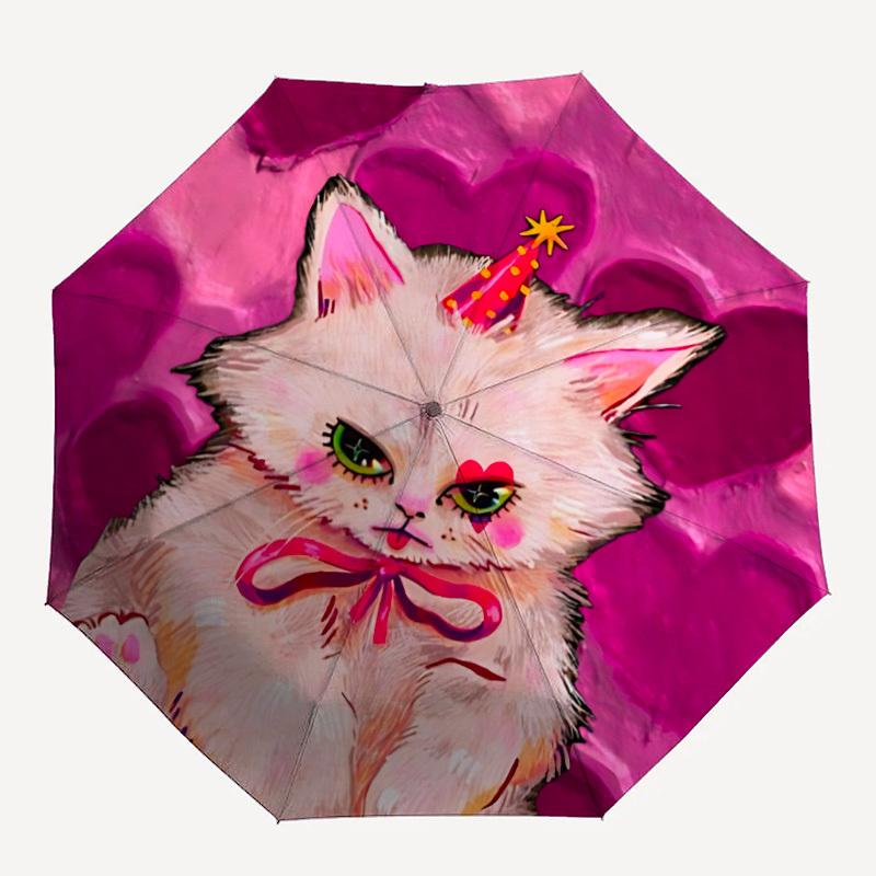 

1pc Kitty PartyAutomatic Folding Umbrella, Portable Collapsible Design, Casual Outdoor Accessory, for All Seasons 020