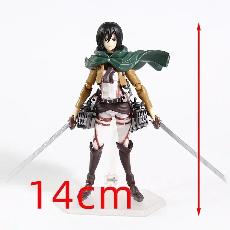 14cm Attack on Titan Levi Rivaille Rival Mikasa Ackerman Eren Jaeger Action figure toys doll Christmas gift
