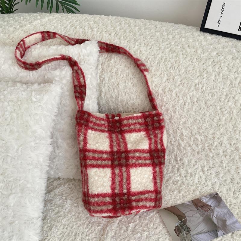 41 autumn and winter fashion leopard print woolen underarm bag women's bucket bag large capacity shoulder bag