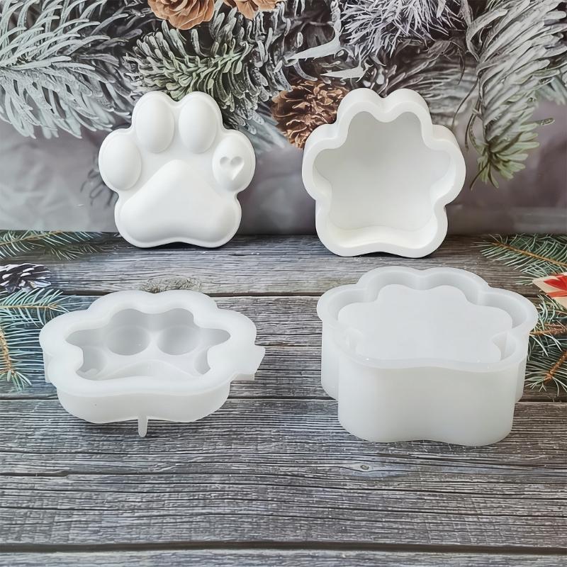 Silicone Dog Paw Shape Crafting Molds Jewelry Organizers Containers Molds Perfect for Candle Making Easy Demolding