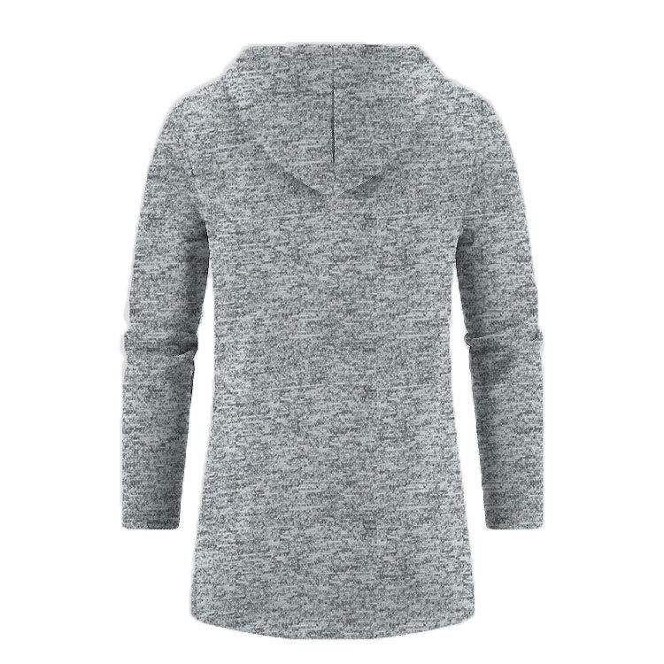 Men's Plus Size Hooded Mid-Length Fleece Knit Cardigan