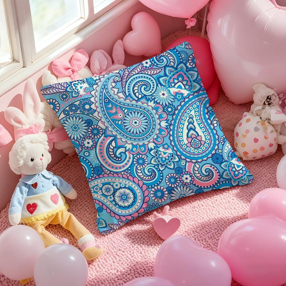 Painted Design P-PaisleyS Cushion Cover Pattern Printed Pillowcase for Living Room Sofa Cushion Cover & Bedroom Decor