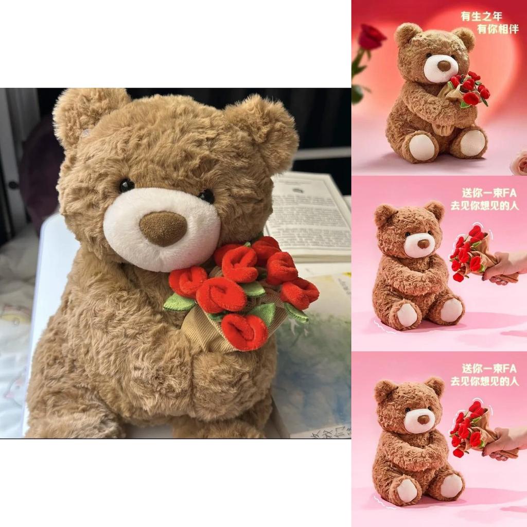 Peluche Ours en Peluche Avec Rose Pour Cadeau Romantique Et Décoration de la Saint-Valentin
