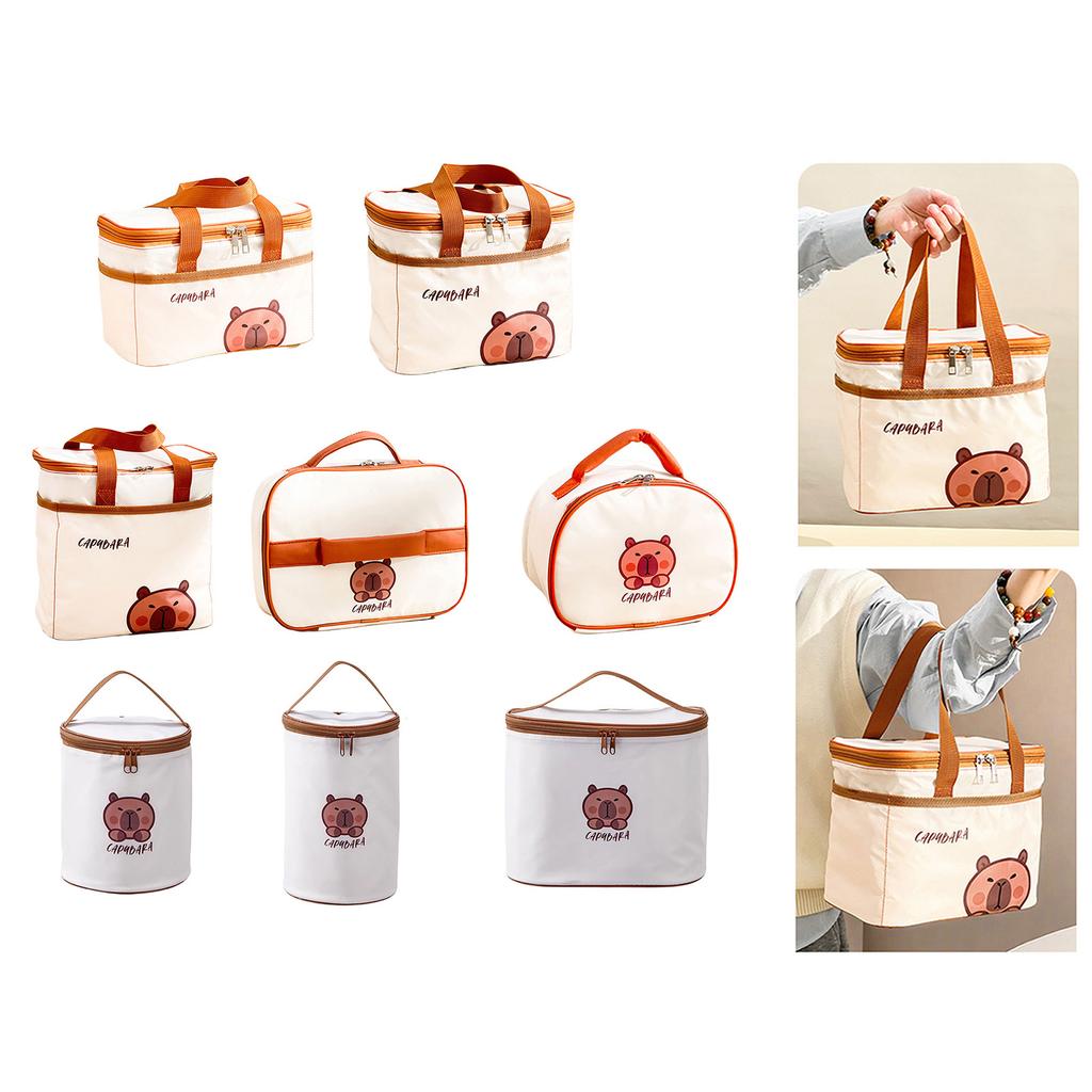 Fun Capybara Lunch Bag Easy To Carry Oxford Cloth Food Container with Aluminum Foils Lining Meal Holder for Picnics