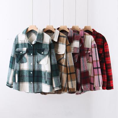 2021 Women's Autumn Winter Coats Plaid Clothe Long Blouses Coat Casual Female Thicken Jackets Cardigans Checker Jacket Clothing