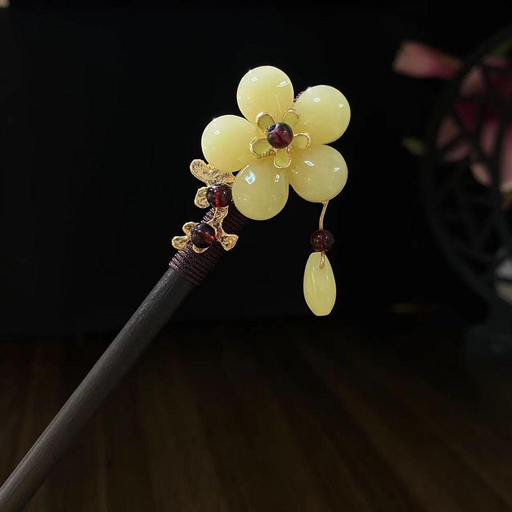 Grampo de Cabelo com Borla de Sândalo de Alta Qualidade para Penteados Updo de Hanfu Cheongsam
