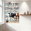 'This Is Us' Rustic Wooden Plank Style Metal Sign with Cows & Love Text, Family Farm Life Wall Decor Tin Sign for Home Cafe Bar