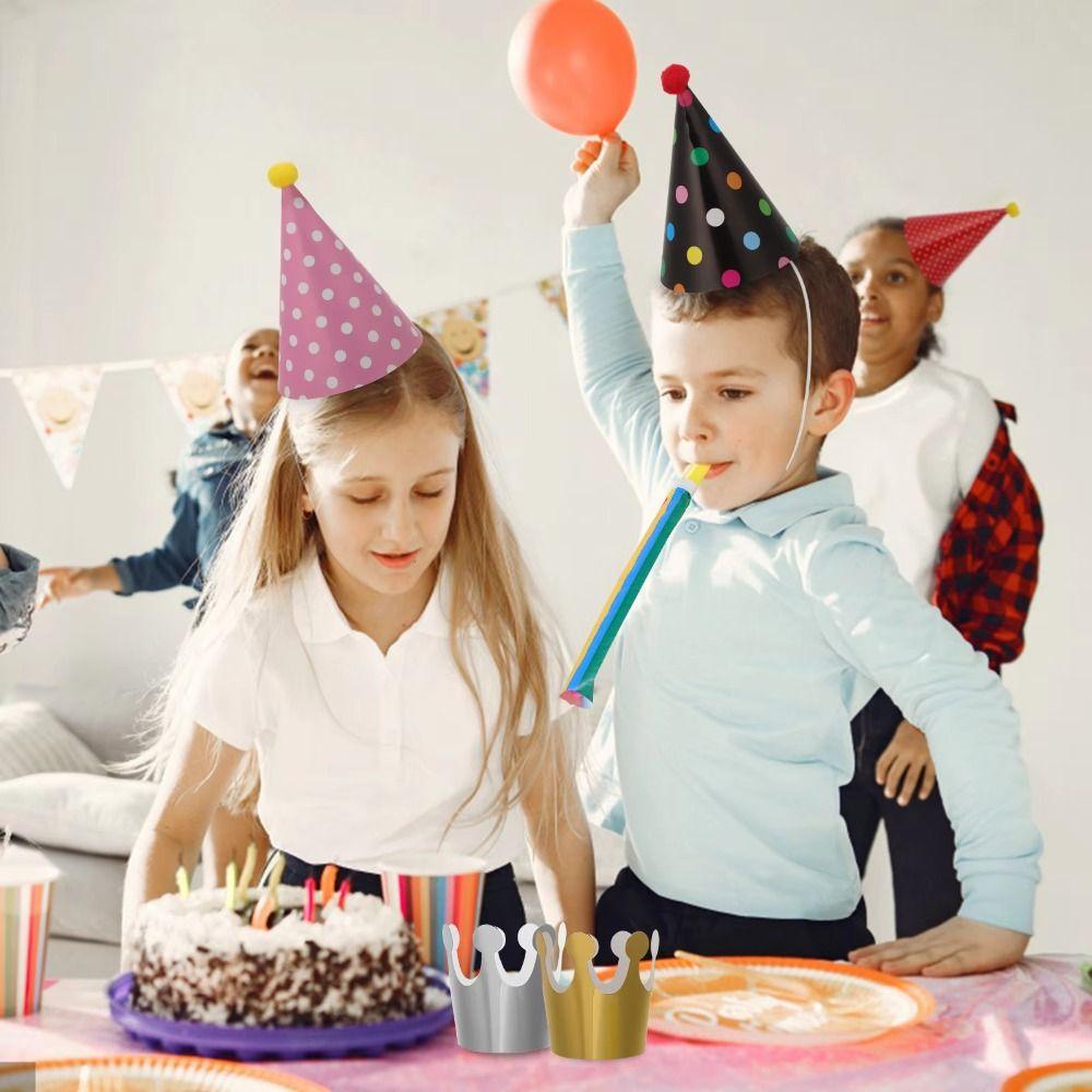 11Pcs/Set Fashion DIY Happy Birthday Party Hats Handmade Dot Cap Crown Crown Hats for Kids Birthday Party Photo Props