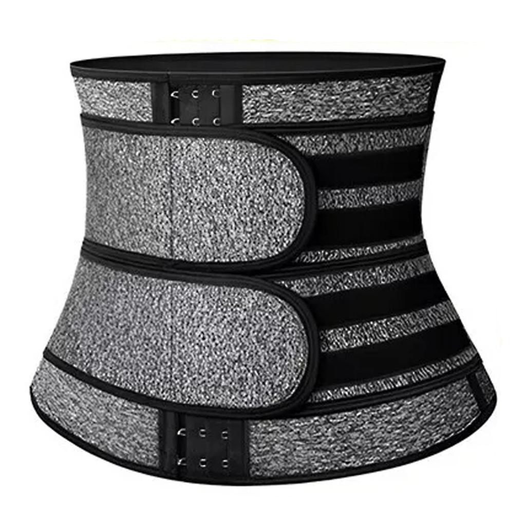 Double Belt Button Closure Neoprene Waist Trainer Sweat Body Shaper For Fitness Workout
