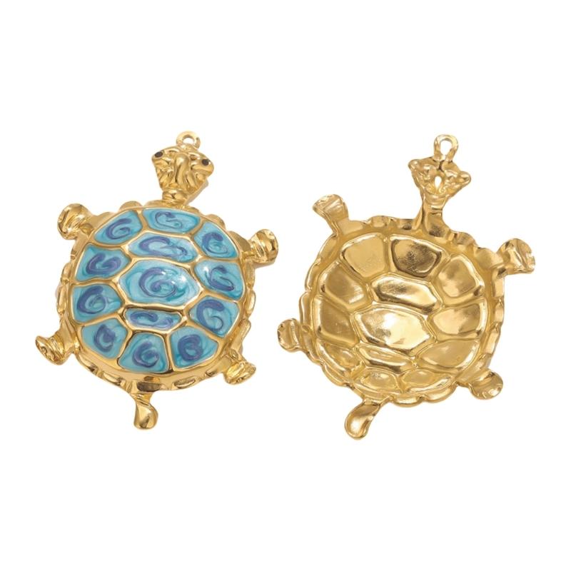 Sea Turtles Pendant Charm For Necklace Crafting Stainless Steel Tortoise Pendant Animal Charm Jewelry Accessory