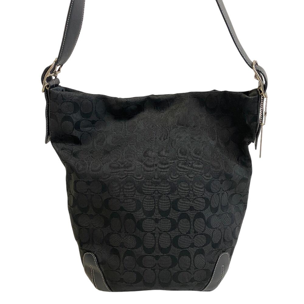 COACH 6083 Signature canvas Shoulder Bag black canvas Women Used