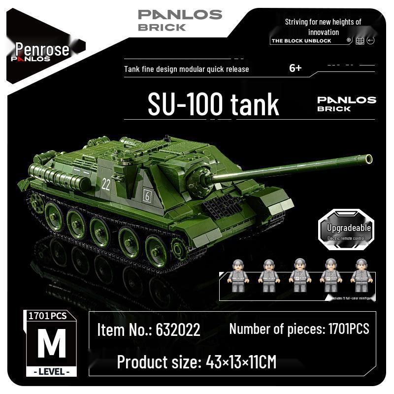 Panlos Building Blocks: Remote Control Heavy Tank Toy 632002SU-100 for Boys