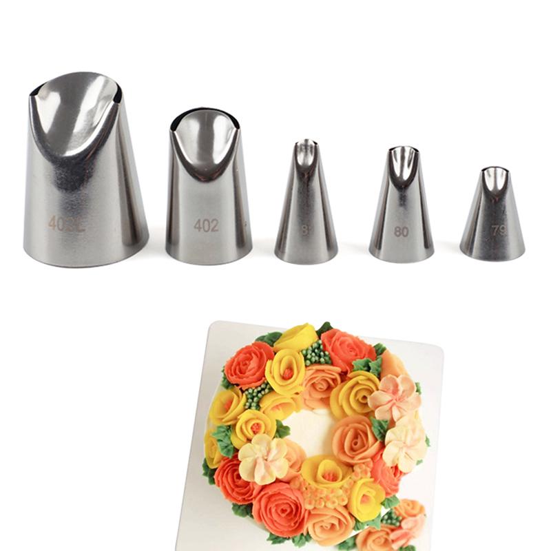 5Pcs Petal Stainless Steel Icing Piping Nozzle Cream Tips Cake Cream Pastry Tool