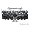 Men's Retro Hip Hop Black Agate Beaded Bracelet Set