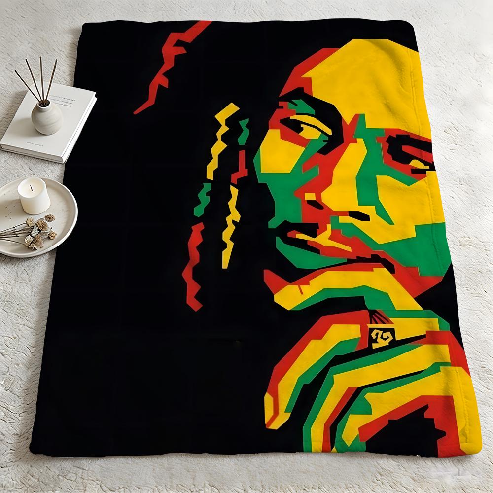 music B-Bob Marley-y Throw Warm Soft Flannel Blanket, Multi-use for Sofa Bed Camping Travel Nap 75cmx90cm