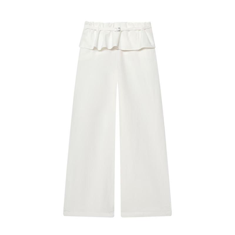 

2026 Spring Fashion: European & American Style Nylon Overlapping Waist Pants L білий