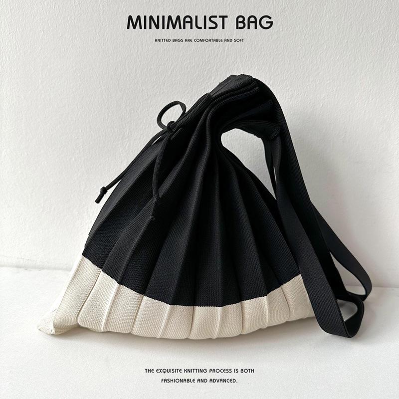 "Pletená taška přes rameno v korejském stylu s plisováním": Retro velkokapacitní akordeonová nákupní taška"