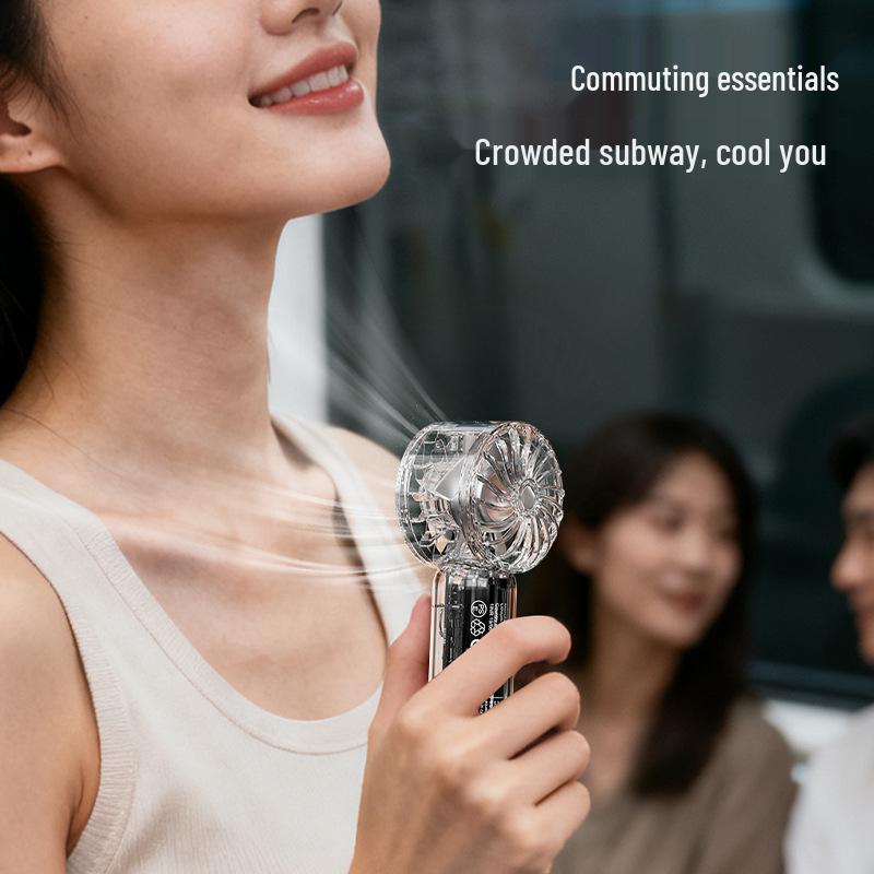 New Compact Mecha Style Transparent Handheld Fan - Portable Pocket Fan with High Wind Power for Commuting