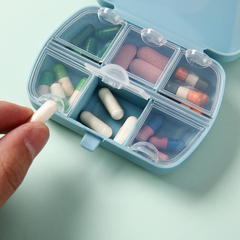 1PC Portable 6-grid Pill Box Drug Storage Box One-week Pill Box Sub-packing Box Small Pill Box Portable Pill Box