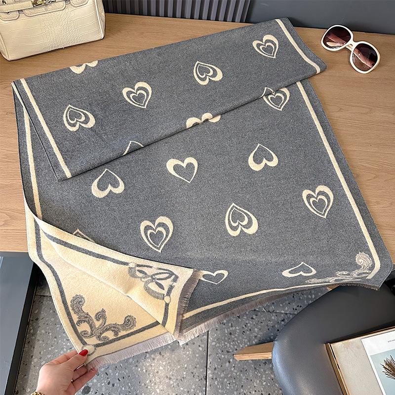 

двусторонний имитация кашемира простой любовь мода утолщенный теплый шарф помещение с кондиционером шейная шаль на улице 185 серый