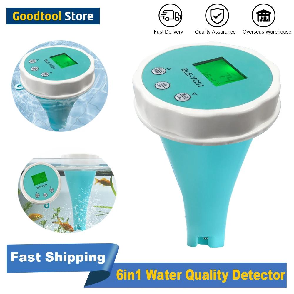 Waterproof Water Quality Detector 6 In 1 PH EC TDS ORP Temperature Chlorine Swimming Pool Water Quality Tester With APP Remote