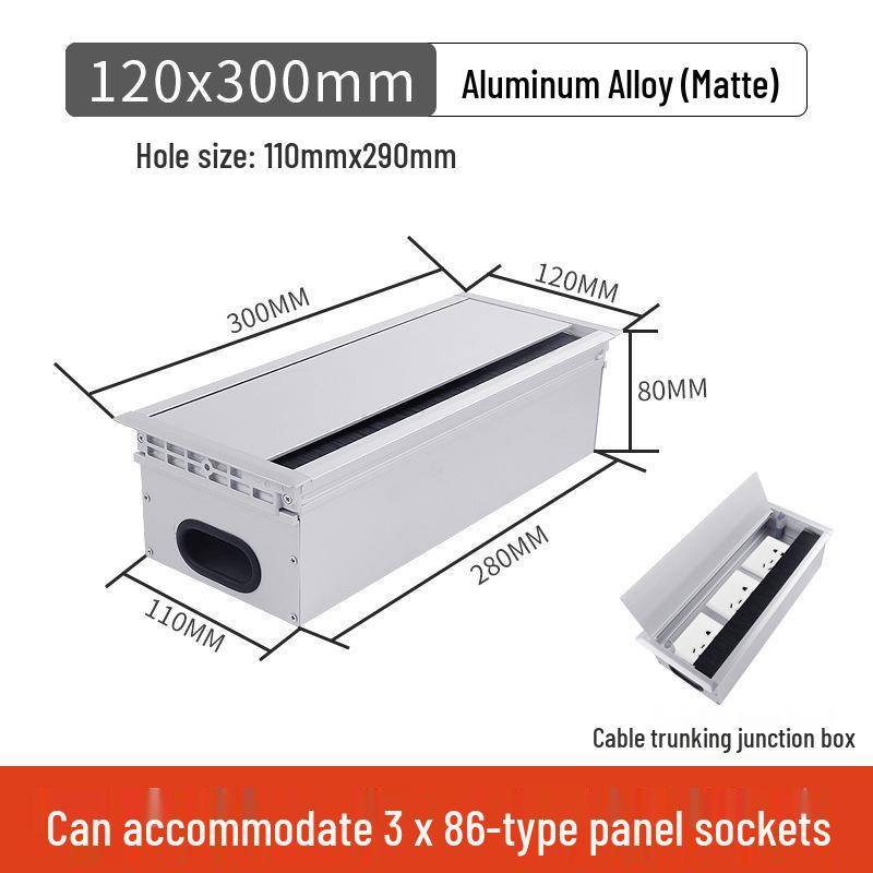 Aluminum Office Desk Cable Cover with Bristles - Sound-Dampening Rectangular Wire Organizer