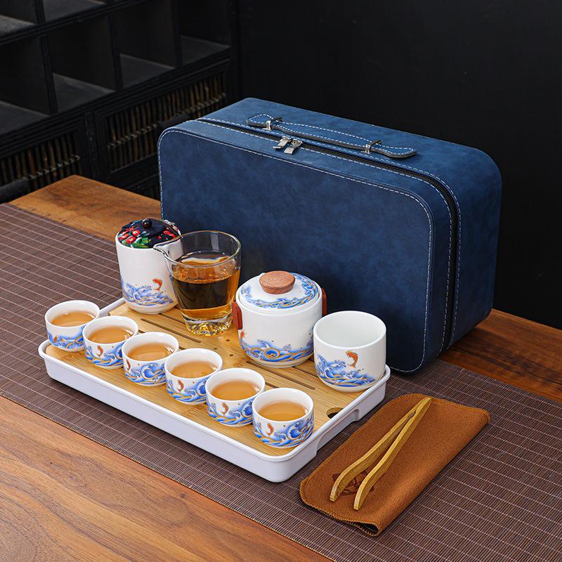 Year of the Rabbit Outdoor Travel Kung Fu Tea Set Creative Ceramic Kuaike Complete Set Company Business Event Gifts