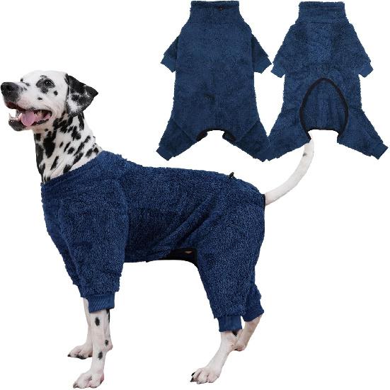 Dog Winter Coat,4-Legged Onesie Jumpsuit Warm Fleece Dog Jacket, Soft Pullover Pajamas, Fullbody Pajamas Onesie for Small Medium Large Dogs Walking,