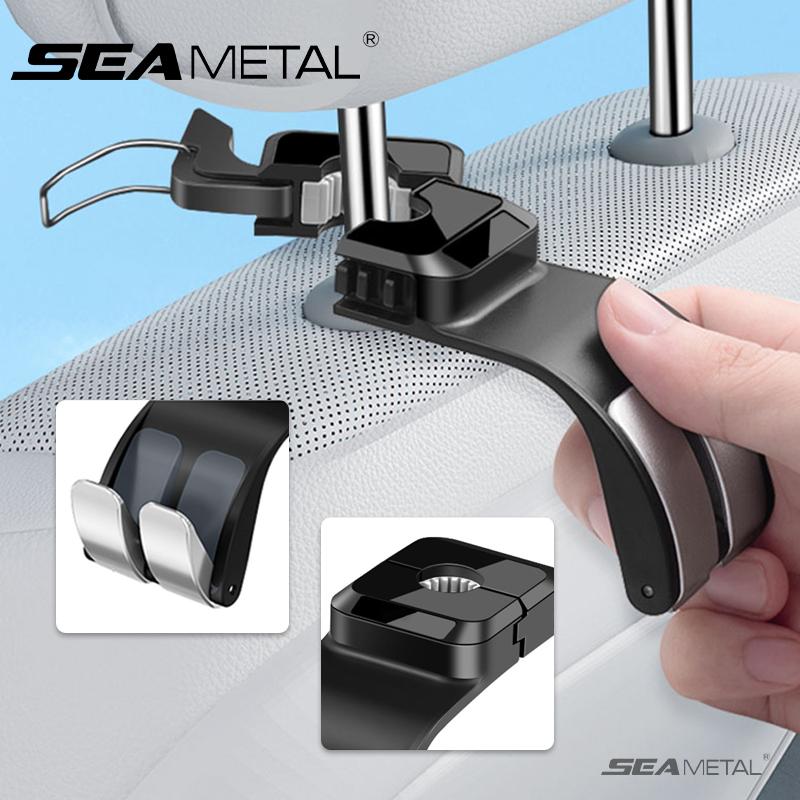 SEAMETAL Autostoel Hoofdsteun Haak Opbergrek Verstelbare Auto Organizer Hoofdsteun Pakketclip Auto Opbergruimte Interieur Accessoires