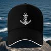 Pc Herren Maritime Anker Logo Verstellbare Baseballkappe Schwarz mit Weißem Anker Design Leichte Atmungsaktive Sportliche Mütze