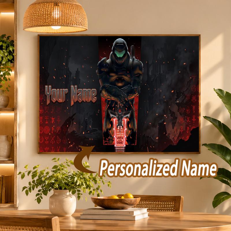 Custom Name DOOM Slayer 5D Diamond Painting Personalized Full Drill Diamond Art Kit Gift