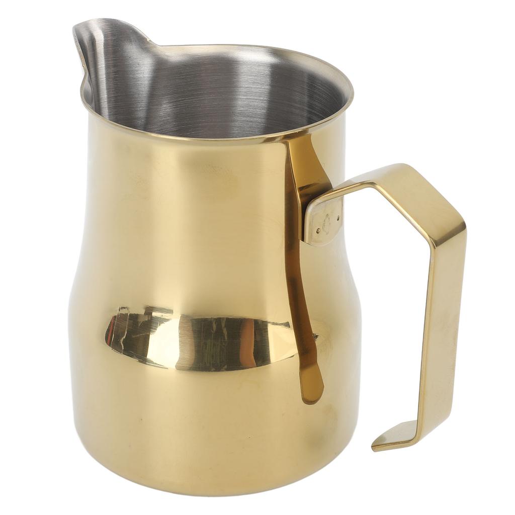 Milk Pitcher 450ML 304 Stainless Steel Frothing Cup Drip Free Coffee Steaming Pitcher Gold