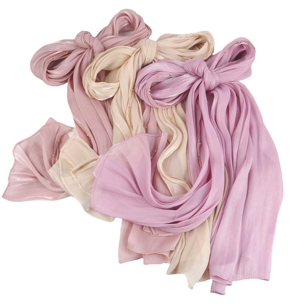 Long Ethnic Style Scarf Beads Chain Wraps Shawl Luxury Islamic Turban  Daily